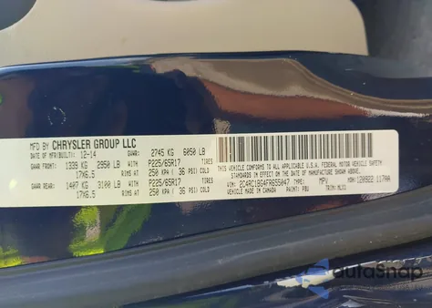 2015 Chrysler Town & Country Touring from USA, damaged, VIN 2C4RC1BG4FR655047